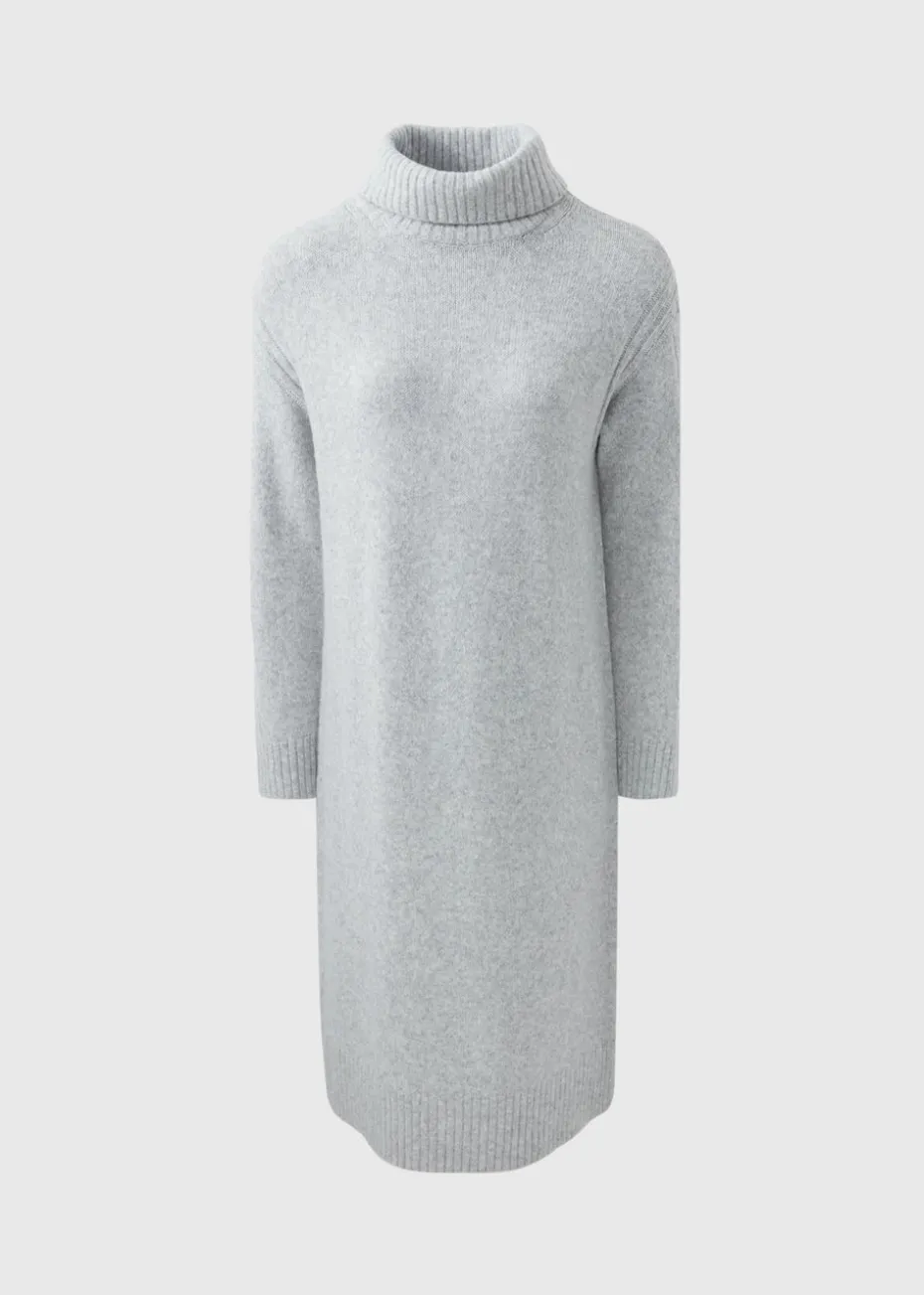 Et Vous Grey Roll Neck Knit Midi Dress