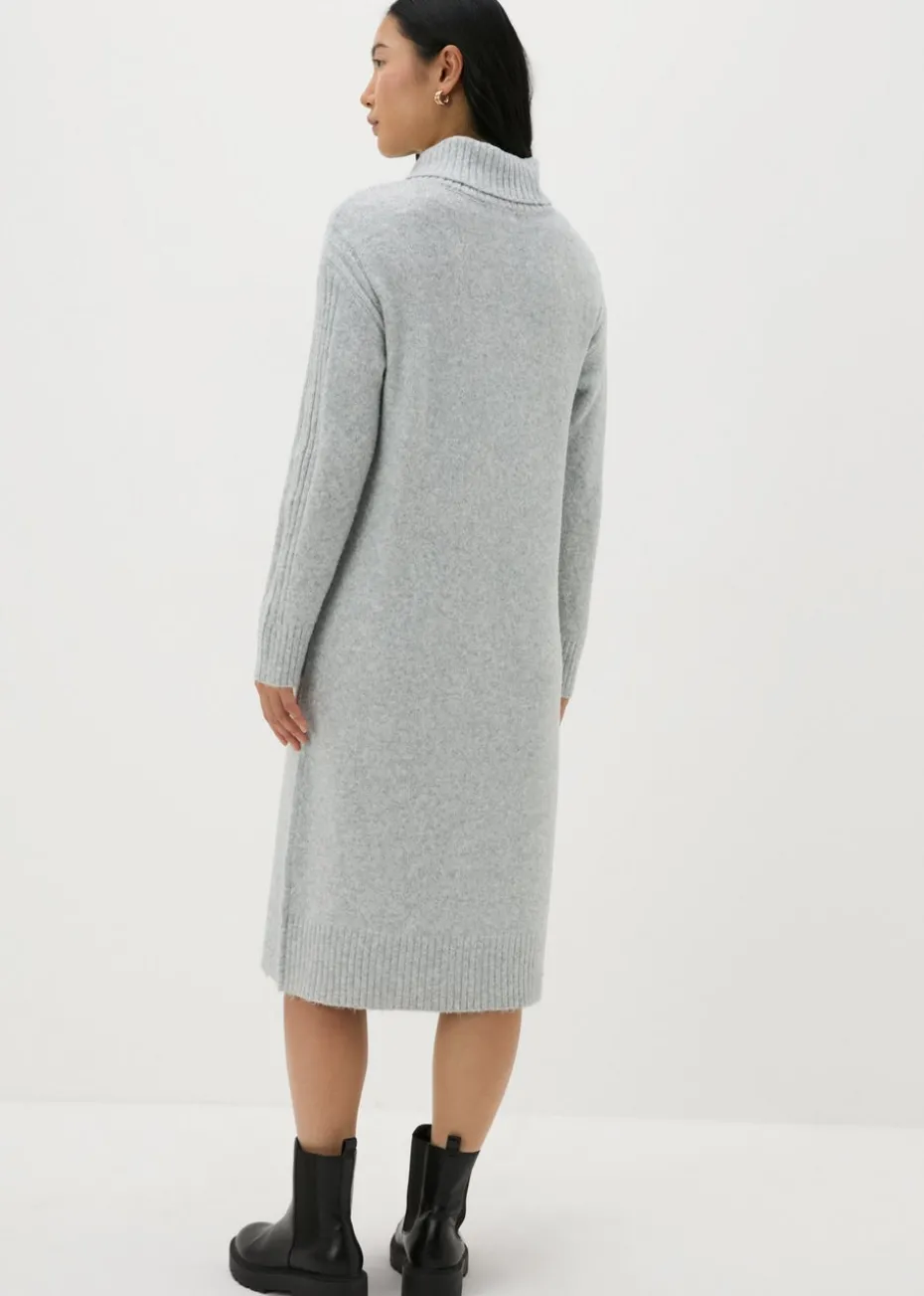 Et Vous Grey Roll Neck Knit Midi Dress
