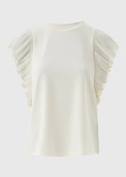 Et Vous Ivory Frill Sleeve T-Shirt