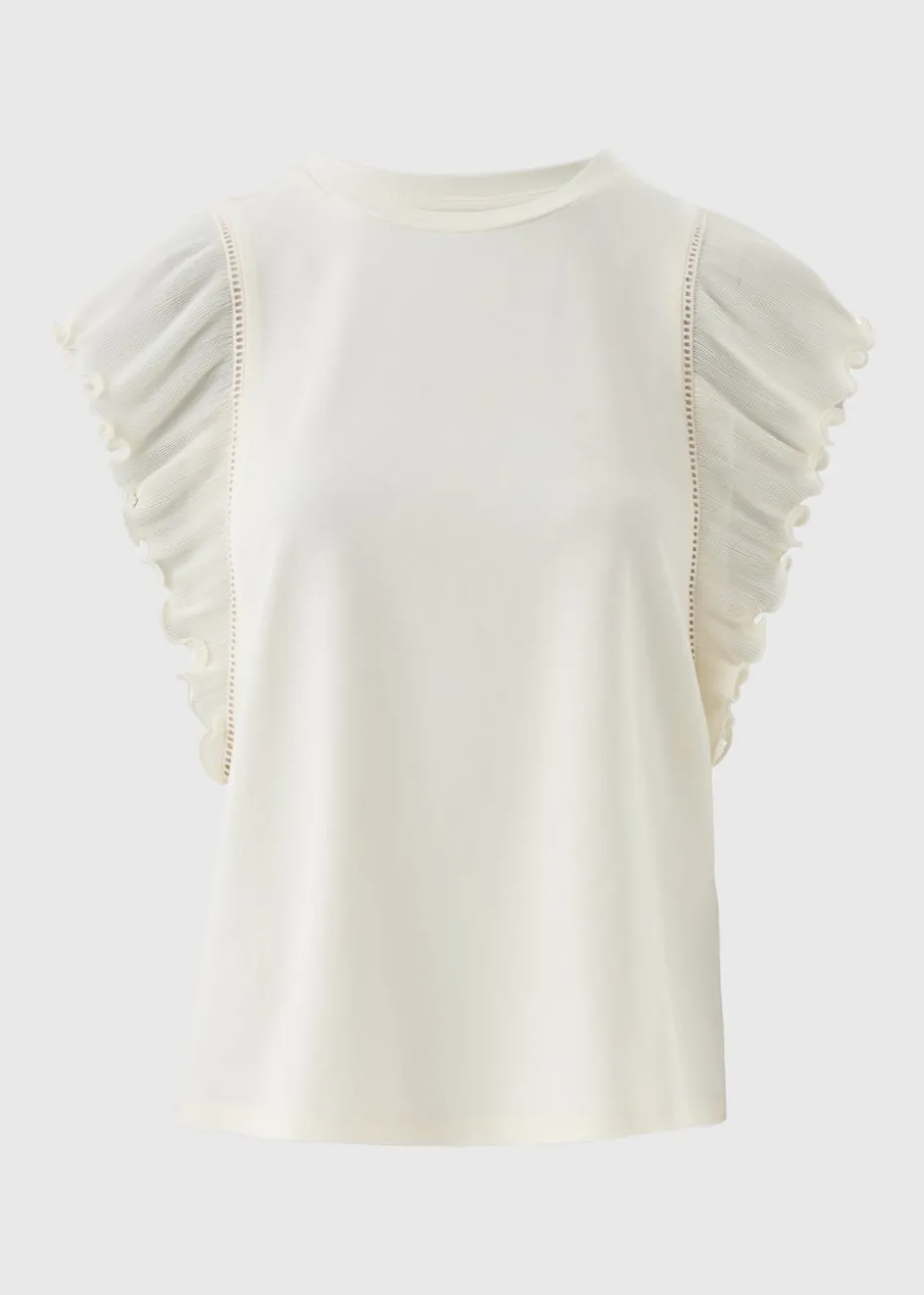 Et Vous Ivory Frill Sleeve T-Shirt