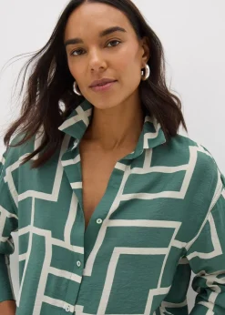 Et Vous Khaki Geometric Print Co Ord Shirt