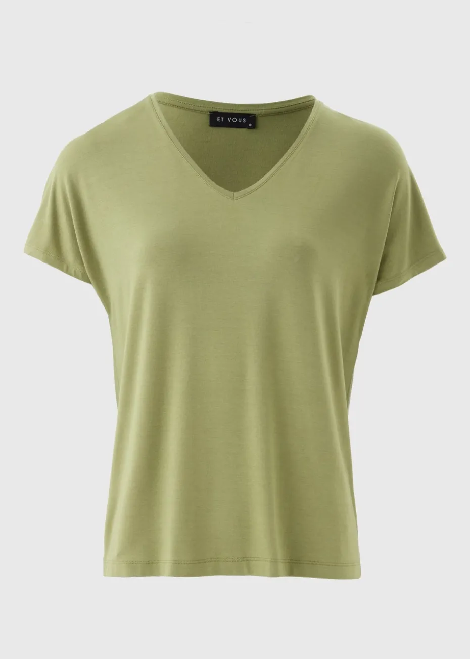 Et Vous Khaki V-Neck Top