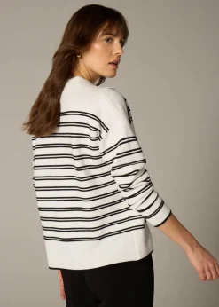 Et Vous Navy Stripe V-Neck Polo Jumper