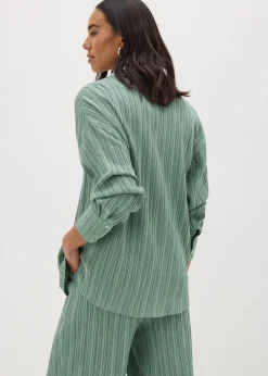 Et Vous Sage Green Textured Co Ord Shirt