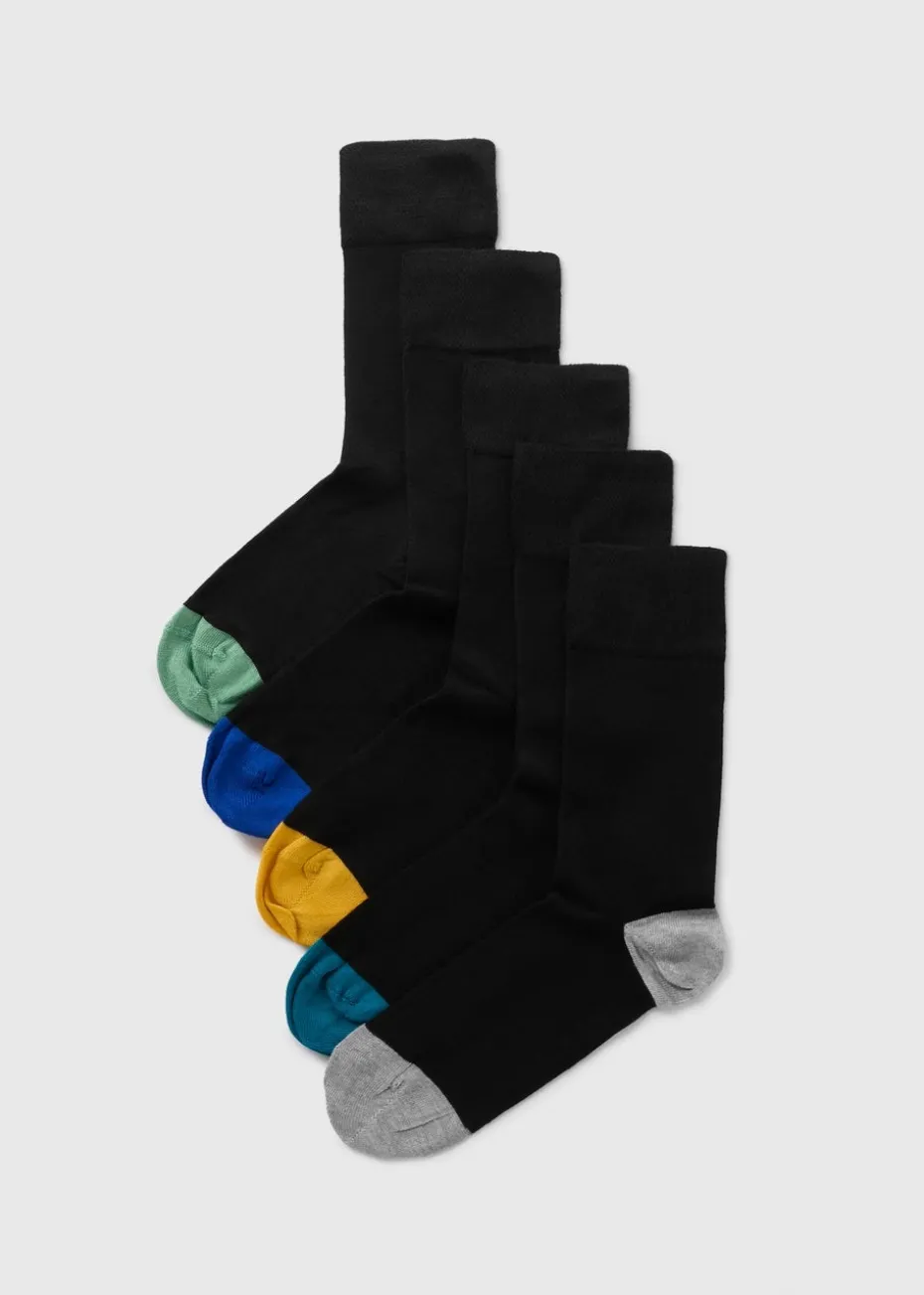 Flexi Top 5 Pack Black Coloured Toe Socks