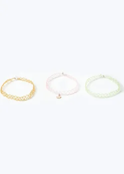 Flitzy 3 Pack Multicoloured Flower Motif Chockers