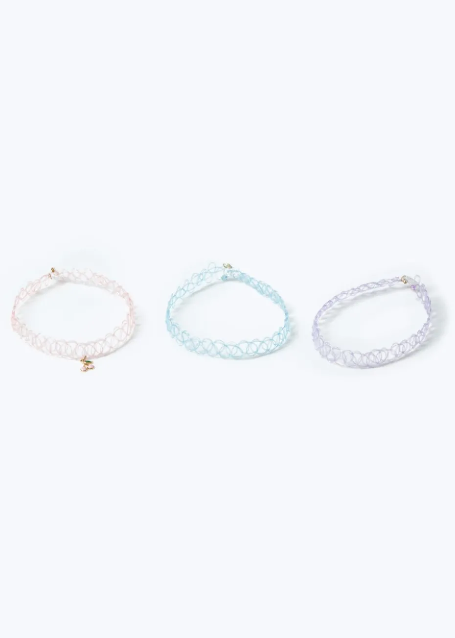 Flitzy 3 Pack Multicoloured Cherry Motif Chockers