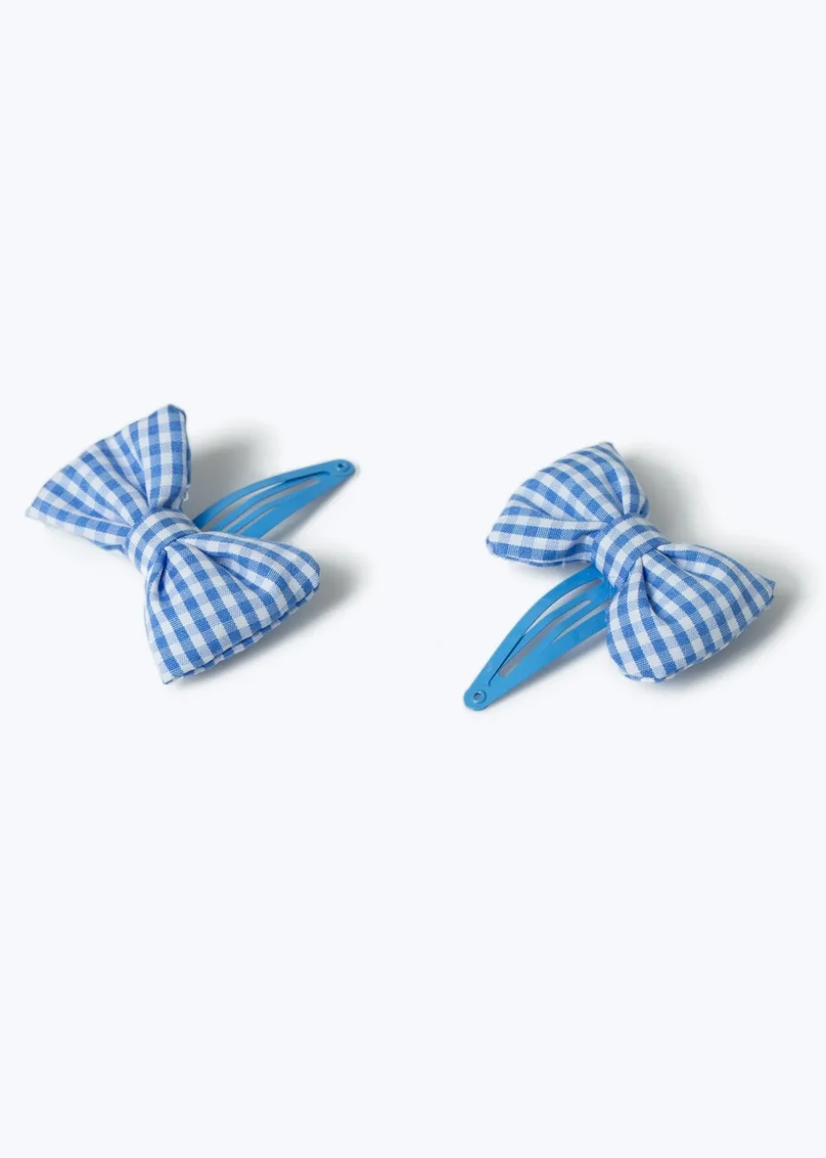 Flitzy Back To School Blue Puff Bow Clips