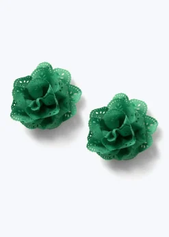 Flitzy Back To School Green Flower Clips
