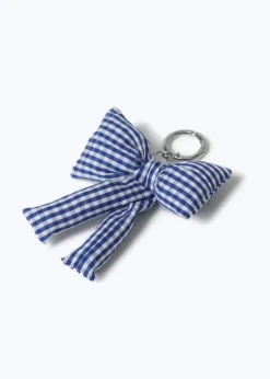 Flitzy Back To School Navy Gingham Bow Keyring