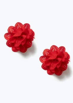 Flitzy Back To School Red Flower Clips