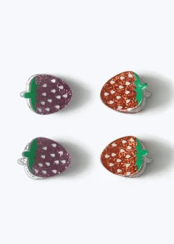 Flitzy Red Strawberry Mini Hair Claw Clips