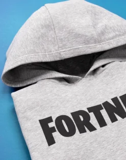 Fortnite Logo Kids Grey Hoodie (11-16 Yrs)
