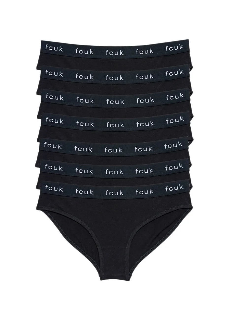 French Connection Black 7 Pack Cotton Ladies Briefs