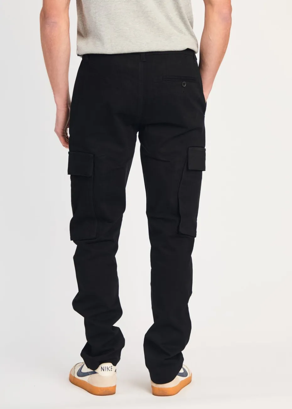 French Connection Black Cotton Relaxed Fit Turn Up Cargo Trousers