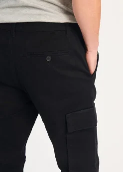 French Connection Black Cotton Relaxed Fit Turn Up Cargo Trousers