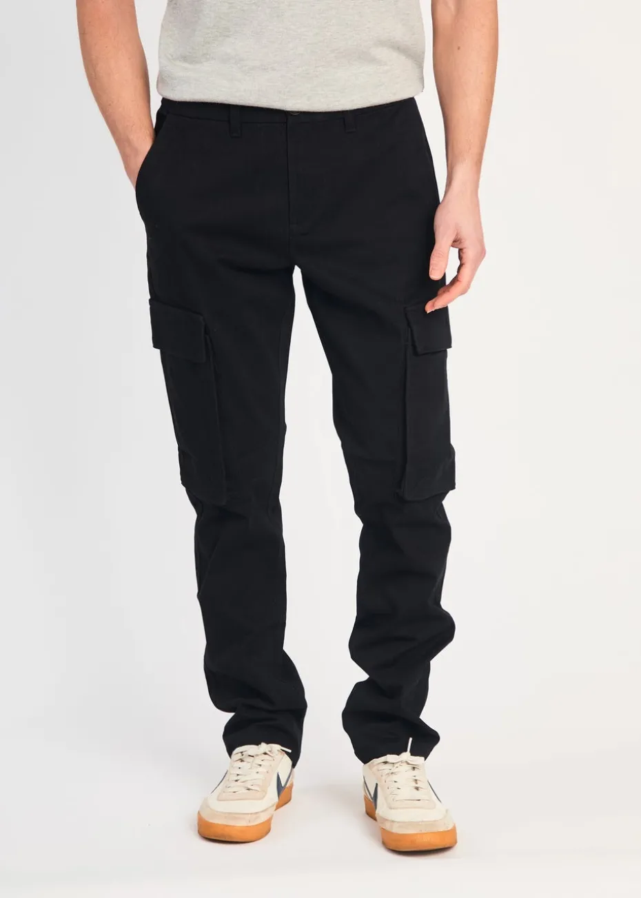 French Connection Black Cotton Relaxed Fit Turn Up Cargo Trousers