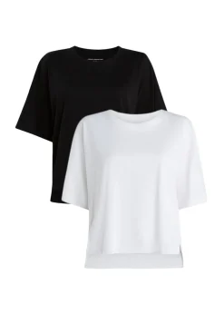 French Connection Black Cotton Crew Neck Boxy Fit T-Shirts 2 Pack