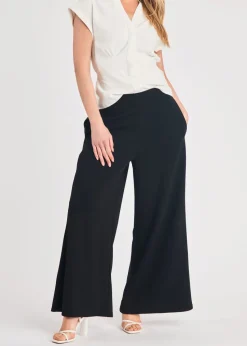 French Connection Black Wide Leg Crepe Trousers