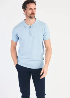 French Connection Blue 1/2 Zip Short Sleeve Polo Shirt