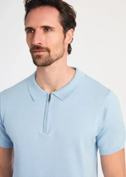 French Connection Blue 1/2 Zip Short Sleeve Polo Shirt