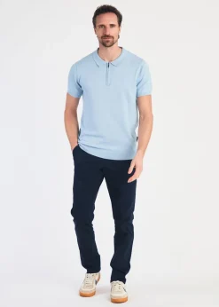 French Connection Blue 1/2 Zip Short Sleeve Polo Shirt