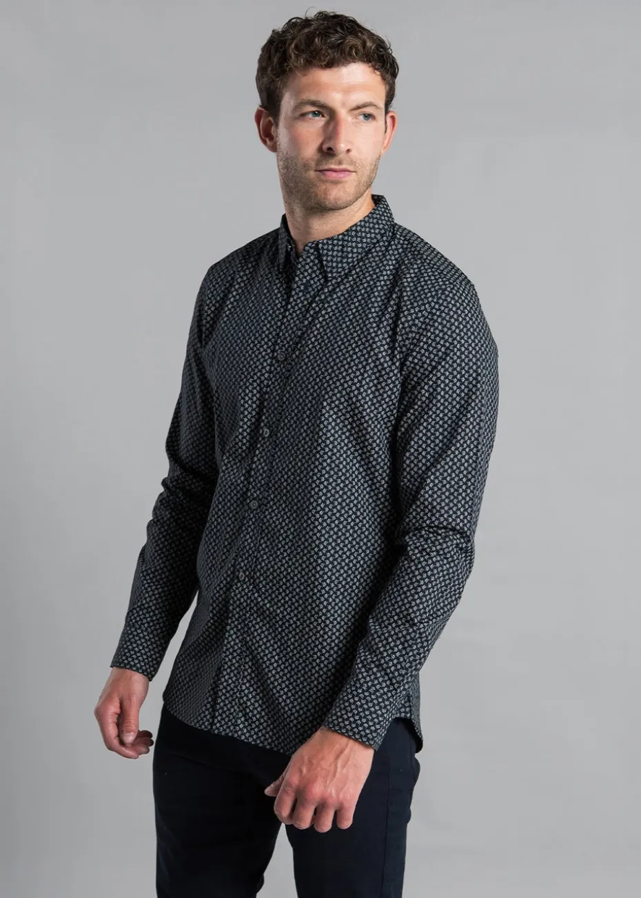 French Connection Blue Cotton Long Sleeve Floral Shirt