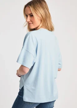 French Connection Blue Cotton Crew Neck Boxy Fit T-Shirts 2 Pack