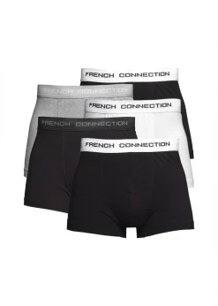 French Connection Grey/Black Cotton Boxers (Pack of 5)