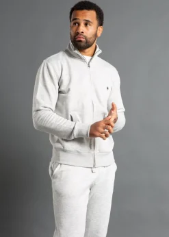 French Connection Light Grey Cotton Blend Funnel Neck Zip Jumper