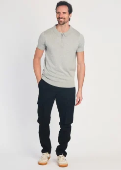 French Connection Light Grey 1/2 Zip Short Sleeve Polo Shirt