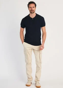 French Connection Navy 1/2 Zip Short Sleeve Polo Shirt
