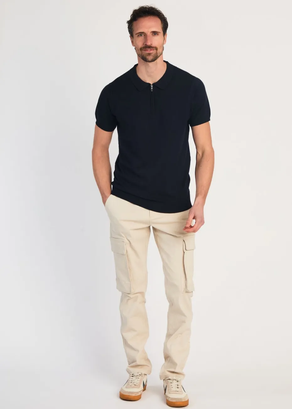 French Connection Navy 1/2 Zip Short Sleeve Polo Shirt