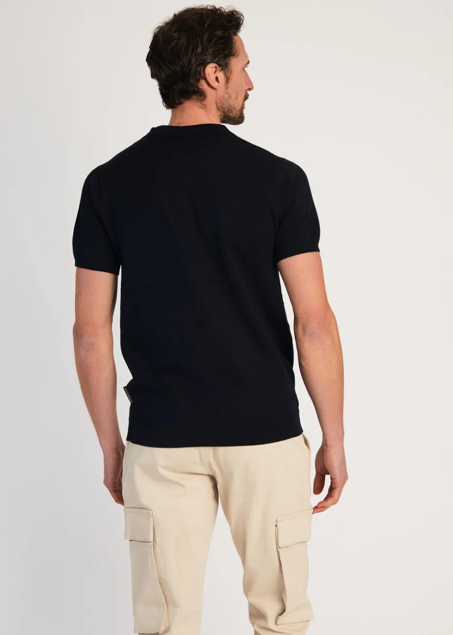French Connection Navy 1/2 Zip Short Sleeve Polo Shirt