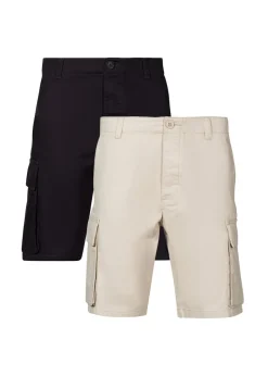 French Connection Navy Cotton Cargo Shorts  2 Pack