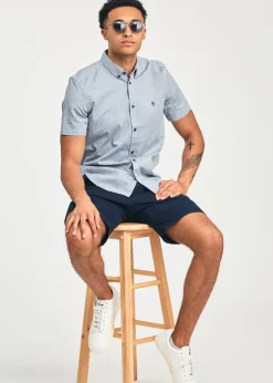 French Connection Navy Cotton Short Sleeve Oxford Shirt