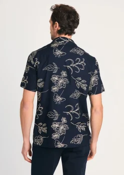 French Connection Navy Floral Print Short Sleeve Shirt