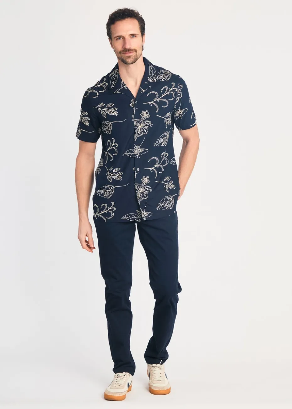 French Connection Navy Floral Print Short Sleeve Shirt