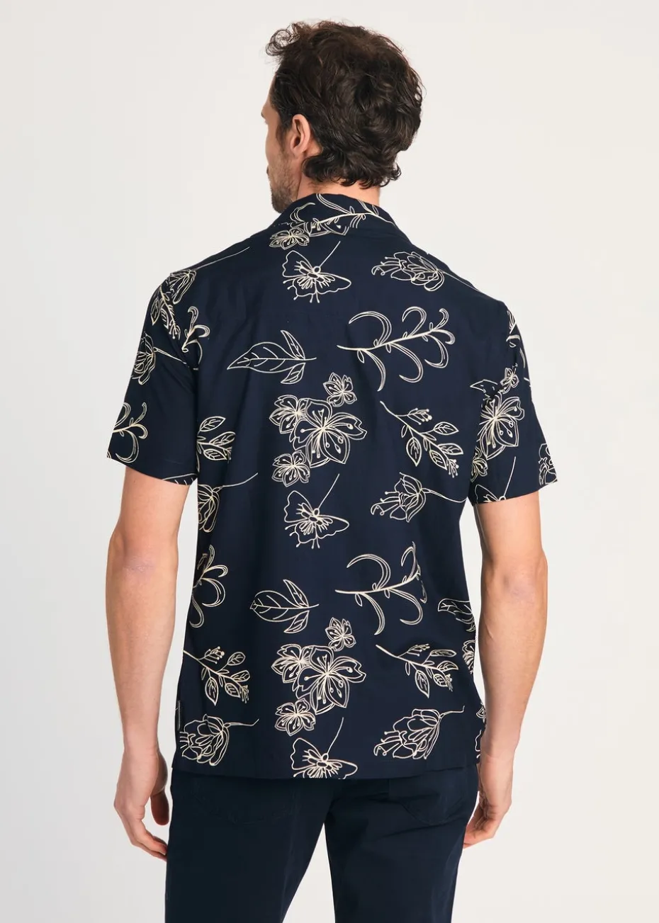 French Connection Navy Floral Print Short Sleeve Shirt