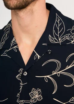 French Connection Navy Floral Print Short Sleeve Shirt