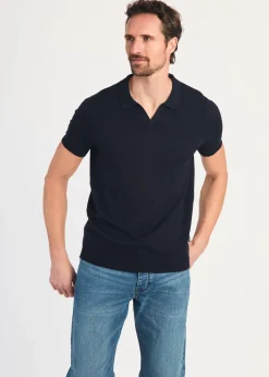 French Connection Navy Short Sleeve Open Collar Polo Shirt