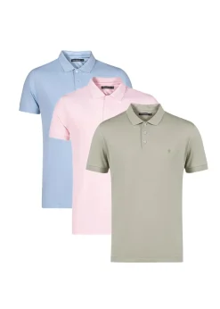 French Connection Pink 3 Pack Cotton Short Sleeve Polo Shirts