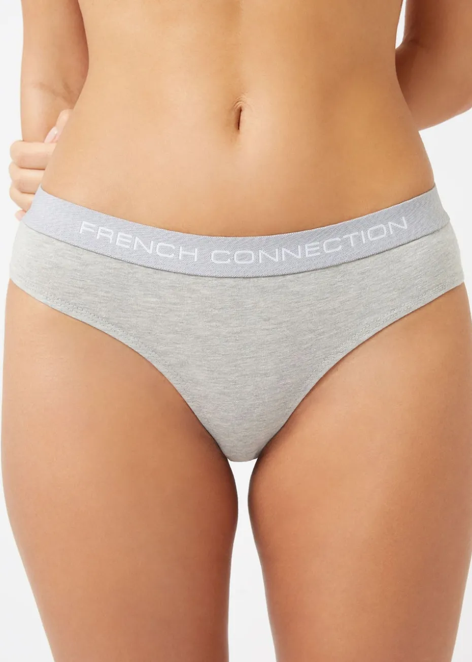 French Connection White 5 Pack Cotton French Connection Ladies Thongs