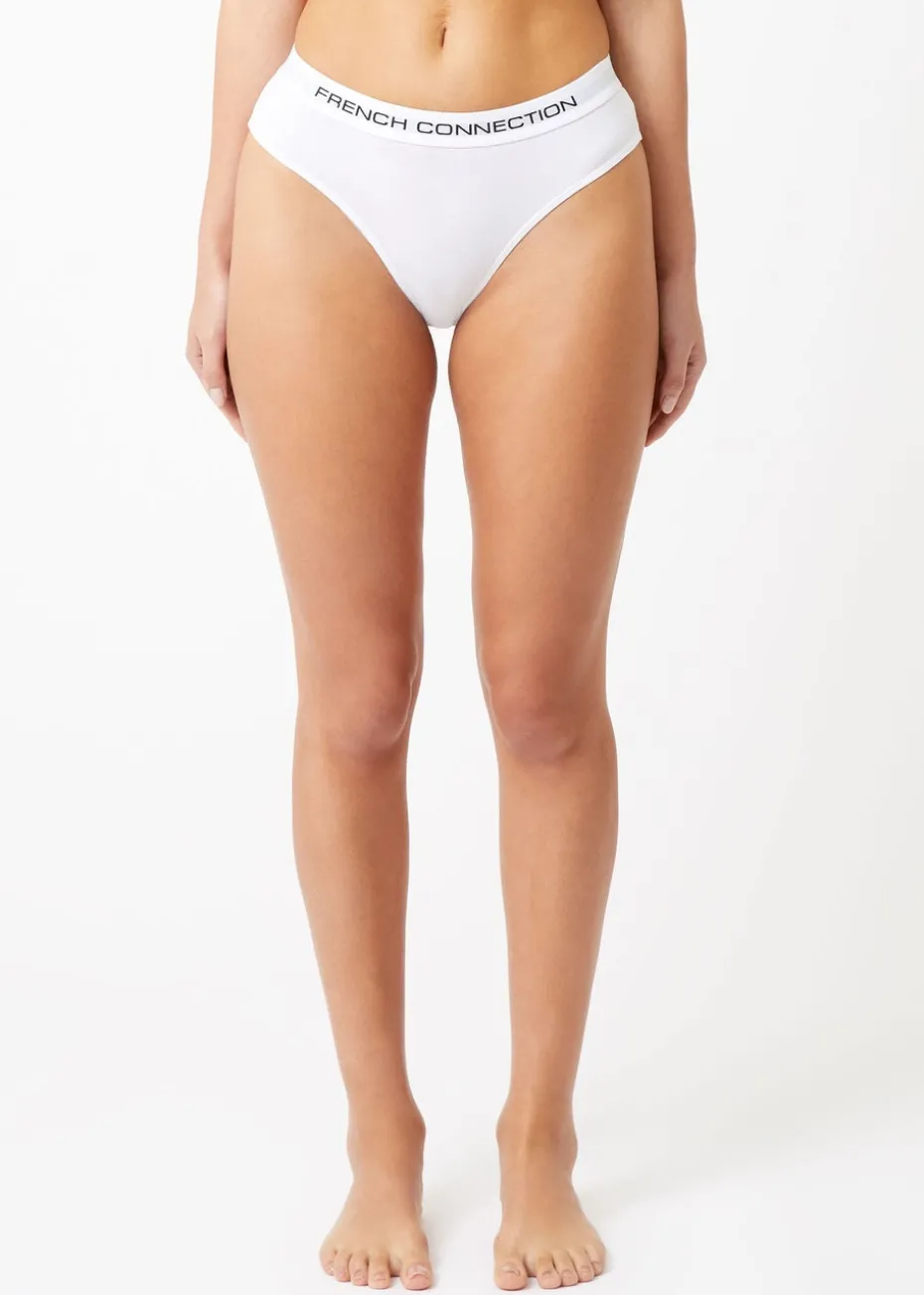 French Connection White 5 Pack Cotton French Connection Ladies Thongs