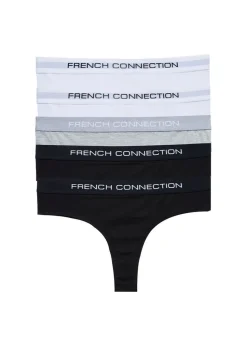 French Connection White 5 Pack Cotton French Connection Ladies Thongs