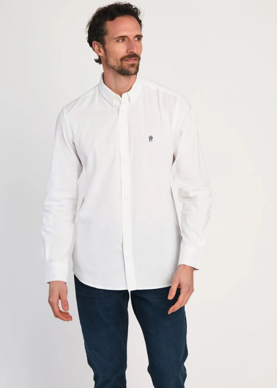 French Connection White Cotton Long Sleeve Oxford Shirt
