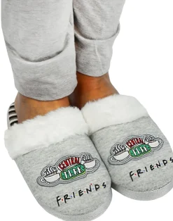 Friends Girls Grey Central Perk Graphic Mule Slippers (1 - 4 Older)