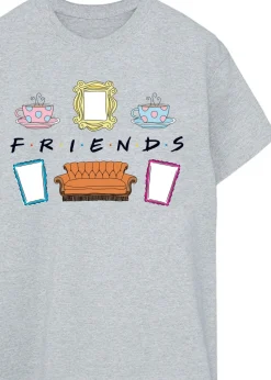 Friends Logo Icons Heather Grey Boyfriend Fit T-Shirt