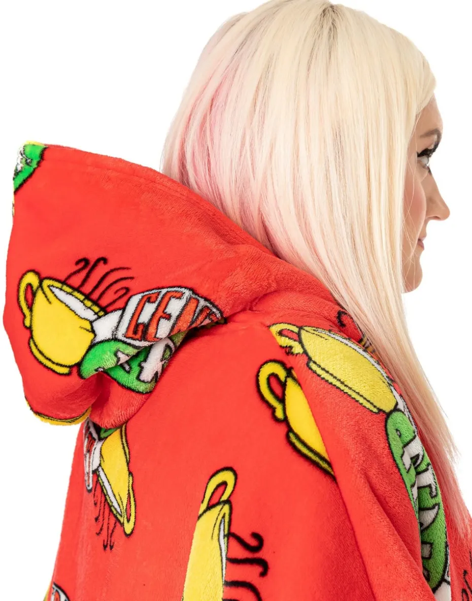 Friends Unisex Red Central Perk Logo Blanket Hoodie