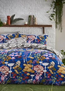 furn. Amanita Abstract Mushroom Duvet Cover Set Cobalt